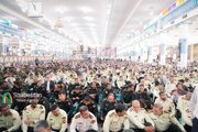 پیوند امنیت و معنویت؛ نمایی از شکوه حضور پلیس در صفوف نمازجمعه کرمان