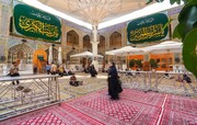 اهتزاز پرچم حضرت زینب(ع) و آذین بندی آستان مطهر علوی