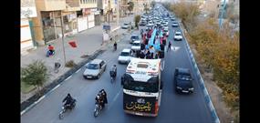 حرکت کاروان خودرویی در محکومیت ترور شهید هسته‌ای کشور در یزد+تصاویر