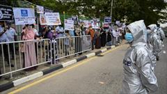 تظاهرات مسلمانان سریلانکا در اعتراض به سوزاندن جان باختگان ویروس کرونا