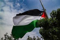 اهتزار پرچم فلسطین در آسمان  قم
