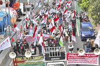 تظاهرات صدها اندونزیایی در اعتراض به حمایت واشنگتن از رژیم صهیونیستی