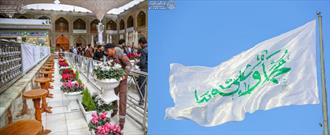 گل آرایی آستان مطهر علوی و برافراشتن پرچم«محمد و علی قدوتنا» در نجف اشرف