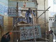 اتمام مرمت کتیبه کاشیکاری معرق سردر «دوازده امام» مسجد جامع «عتیق» شیراز