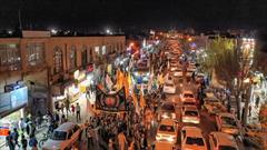 پیاده‌روی صدها نفر از یزدی‌ها در شب نیمه شعبان