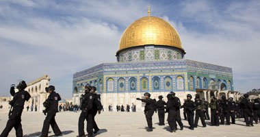 تظاهرات اعتراض آمیز فلسطینی ها نزدیک باب المغاربه مسجدالاقصی