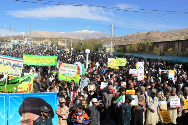 برگزاری باشکوه راهپیمایی ۱۳ آبان در مناطق مختلف استان کهگیلویه و بویراحمد