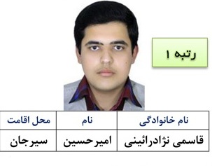 دانش آموز سیرجانی رتبه نخست گروه آزمایشی علوم تجربی را کسب کرد