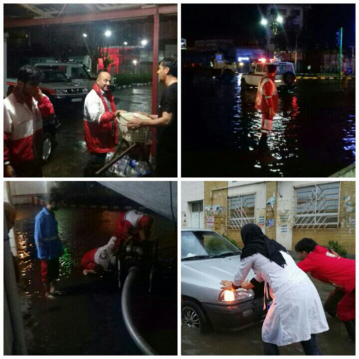 شهرستان لنگرود درگیر سیل/ اسکان موقت افراد  در حاشیه رودخانه شلمان با کمک هلال احمر 