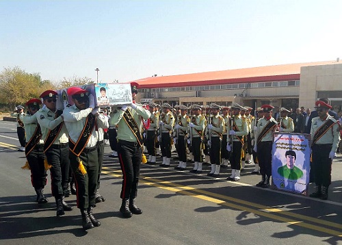 آئین استقبال از پیکر شهید «محمود نیستانی» در فرودگاه بجنورد 