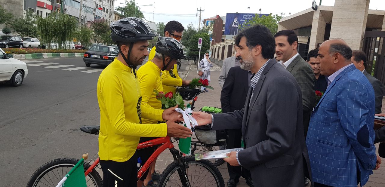 استقبال از دوچرخه سواران مروج حفاظت از دریای کاسپین