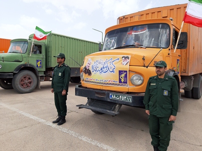 اعزام نخستین کاروان حامل کمک های مؤمنانه از لشکر ۴۱ ثارالله به نقاط مختلف استان کرمان