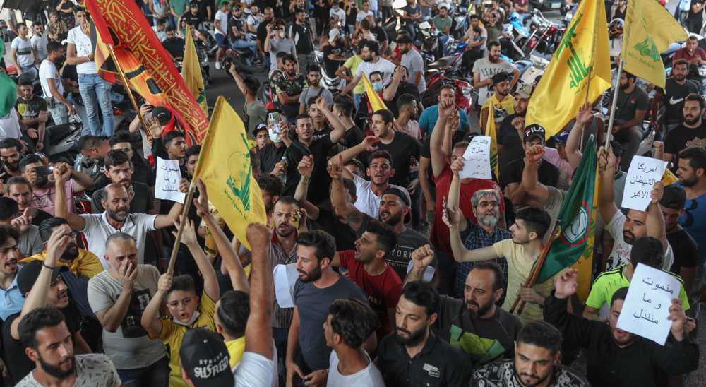 تظاهرات مردم لبنان در حمایت از حزب‌الله 
