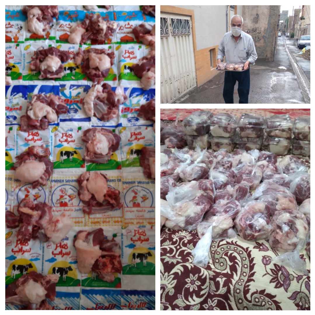 اهدای ۴۰ بسته گوشت گرم توسط کانون شهدای دستمالچی درتبریز