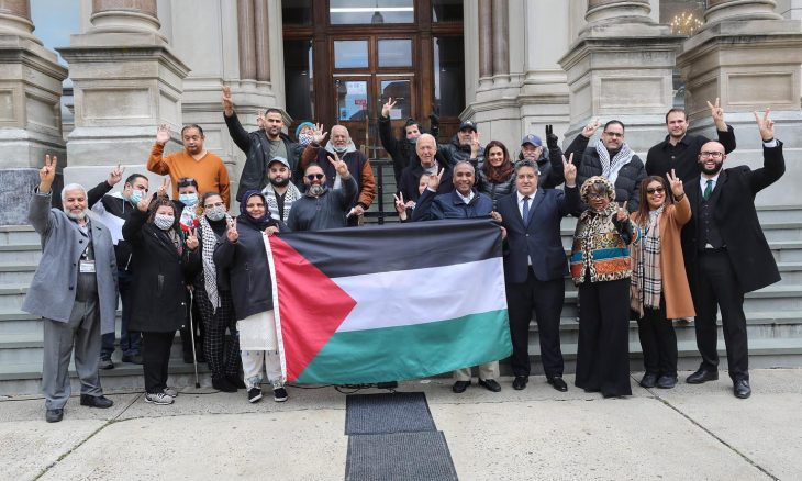 برافراشته شدن پرچم فلسطین در «نیوجرسی» آمریکا