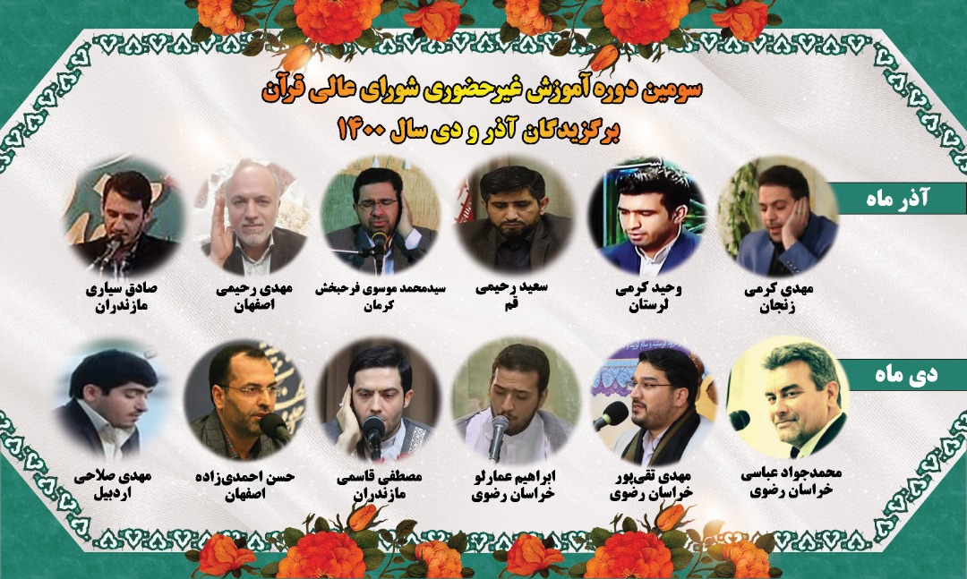 برگزیدگان سومین دوره آموزش غیرحضوری شورای عالی قرآن در آذر و دی‌ماه ۱۴۰۰  معرفی شدند