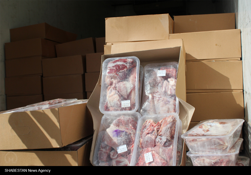 ۶۳ بسته گوشت متبرک قربانی به دست نیازمندان روستای معموره رسید