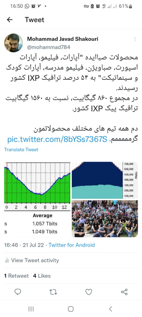 ۵۴ درصد ترافیک Ixp کشور در صبا ایده