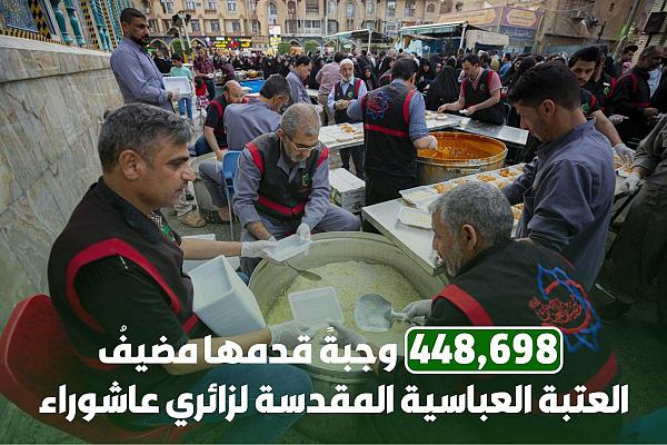 توزیع ۶۹۸ .۴۴۸ پرس غذای تبرکی از سوی مهمانسرای آستان مقدس عباسی میان زائران عاشورا