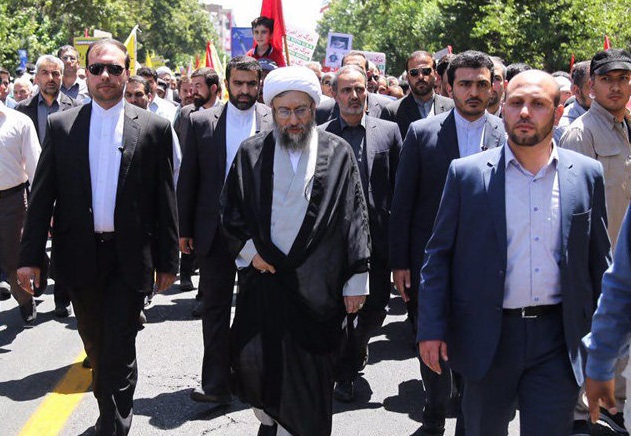 حضور رئیس مجمع تشخیص مصلحت نظام  در راهپیمایی روز قدس در قم 