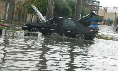 جاری شدن آب در خیابان های گرگان